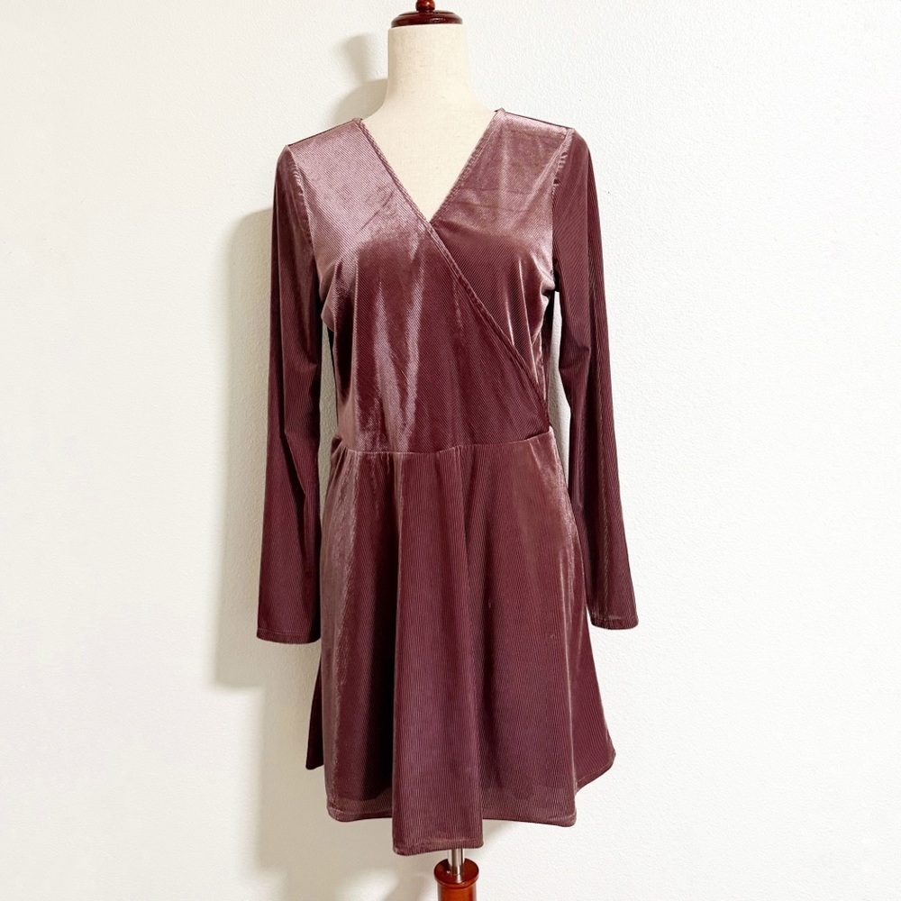 Express Ribbed Velvet Fit and Flare Dress - Picture 2 of 10
